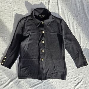 St. John Basics Black Button-Up Women's Knit Jacket